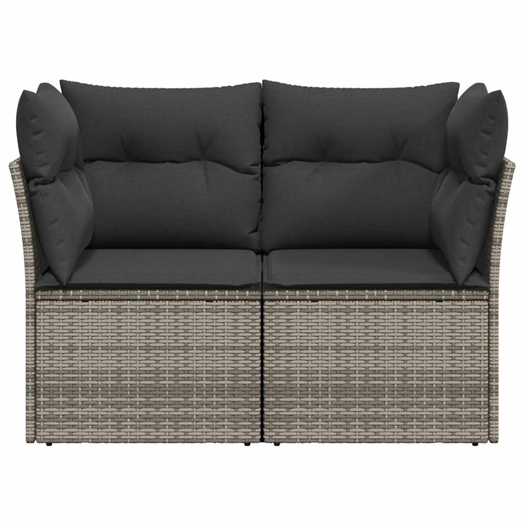 Garden Sofa with Cushions 2-Seater Grey Poly Rattan