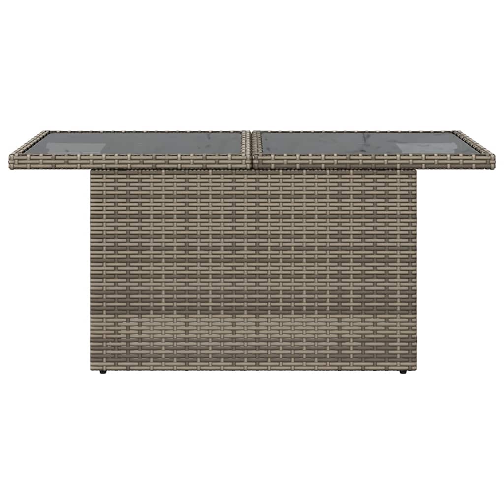 Garden Table with Glass Top Grey 100x55x73 cm Poly Rattan