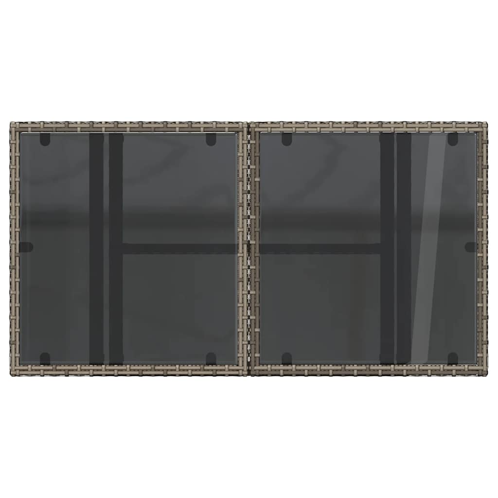 Garden Table with Glass Top Grey 100x55x73 cm Poly Rattan