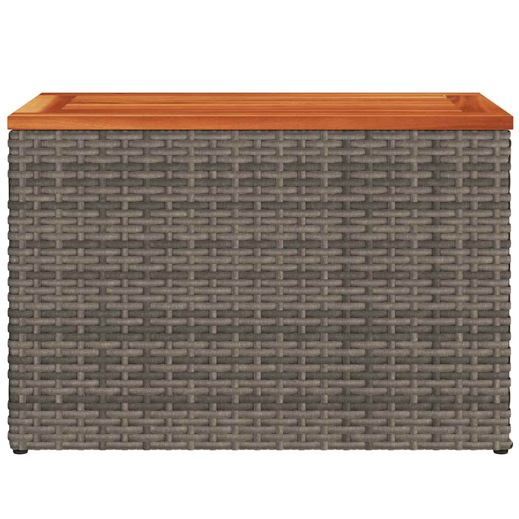 Garden Side Tables 2 pcs Grey 55x34x37cm Poly Rattan Solid Wood