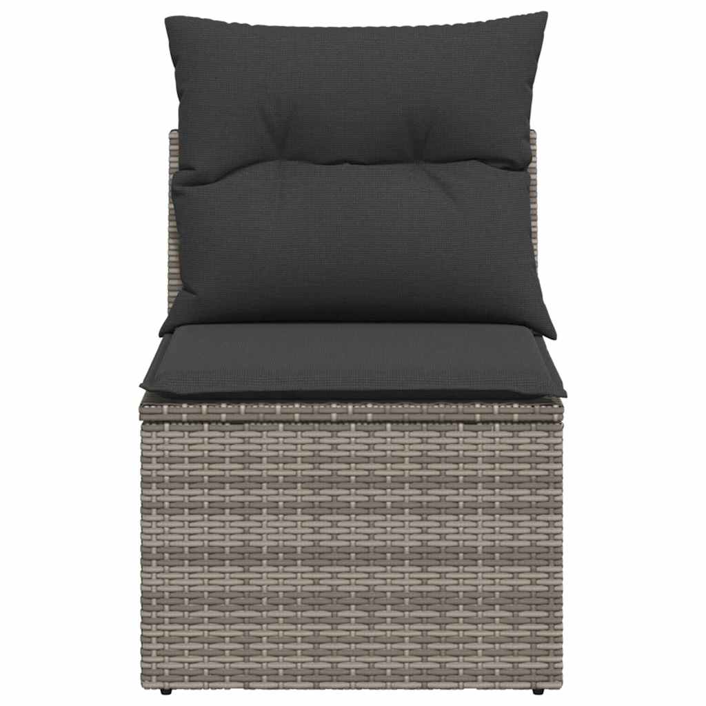 Garden Chair Armless with Cushions Grey Poly Rattan