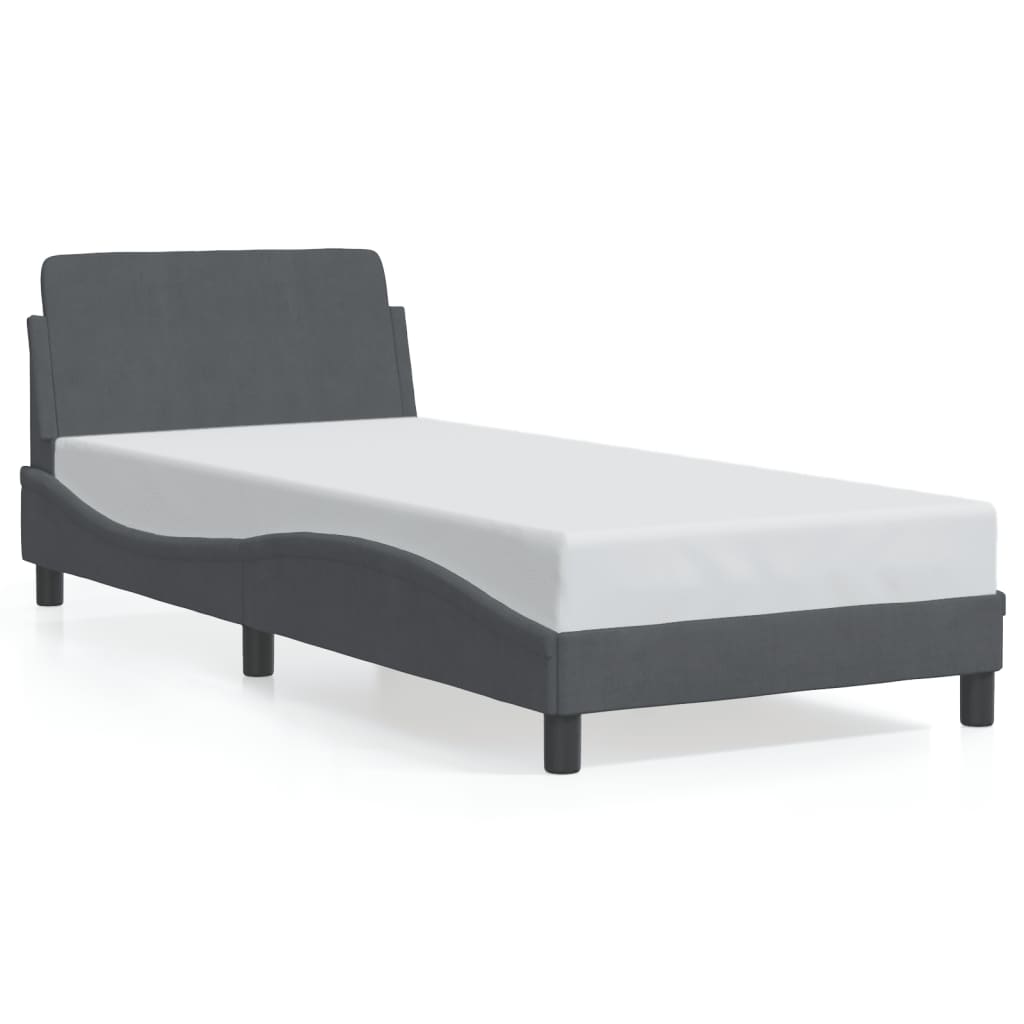 Bed Frame "Dover" Dark Grey 90x190 cm Velvet
