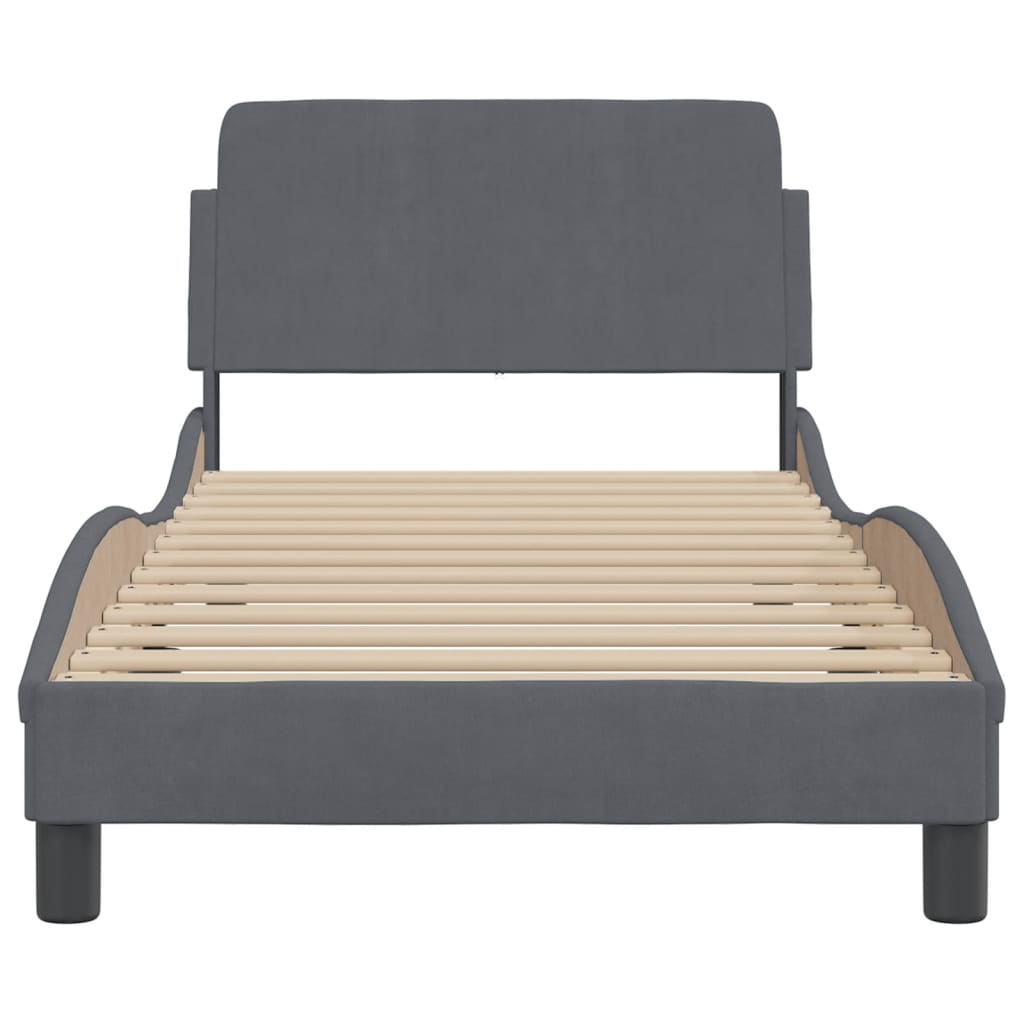 Bed Frame "Dover" Dark Grey 90x190 cm Velvet
