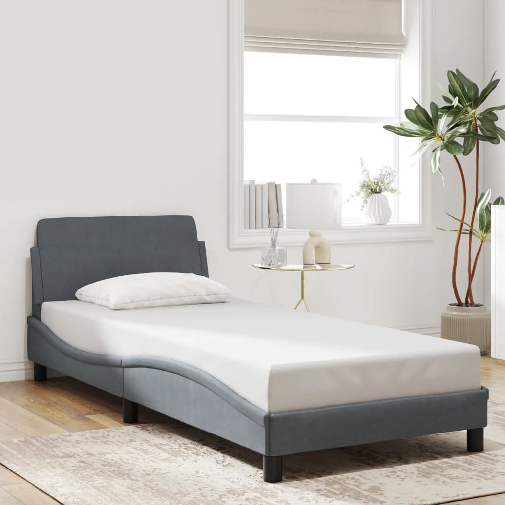 Bed Frame "Dover" Dark Grey 90x190 cm Velvet