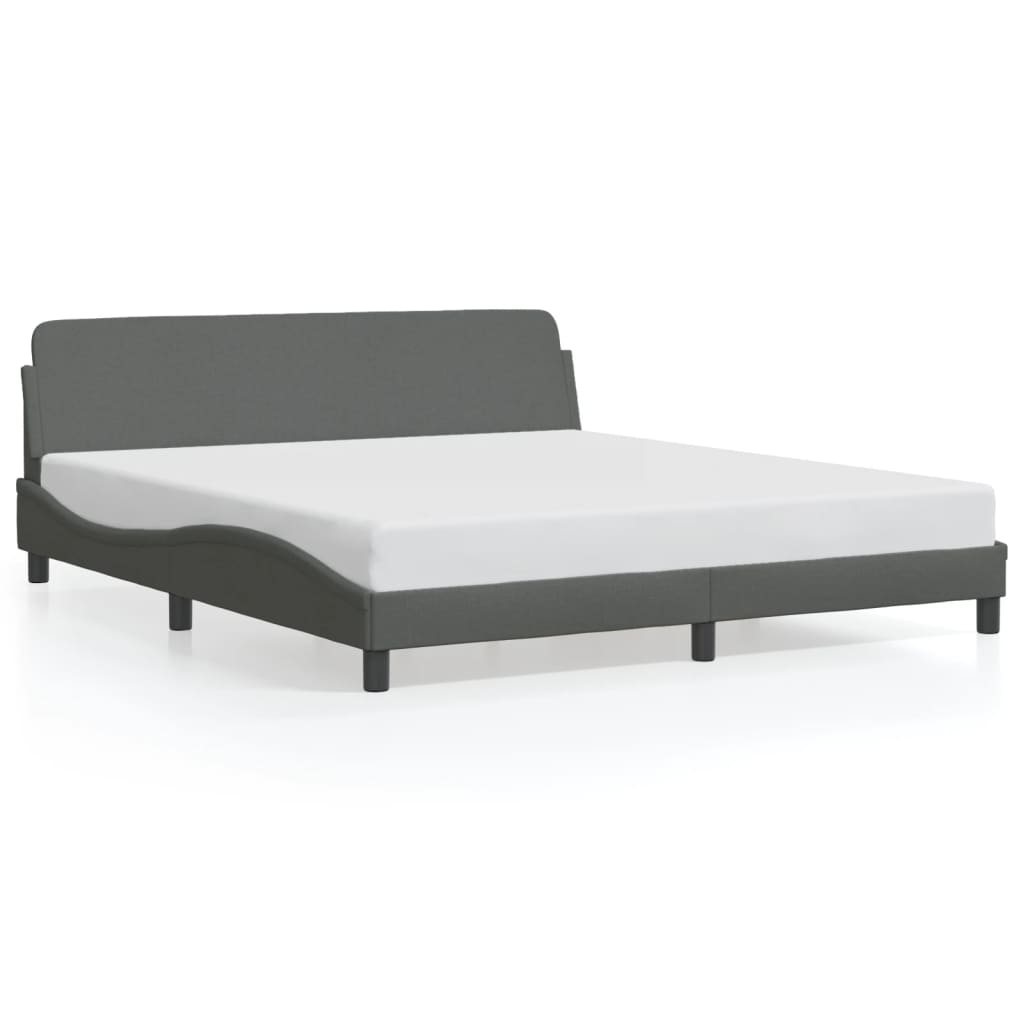 Bed Frame "Dover" Dark Grey 152x203 cm Queen Fabric