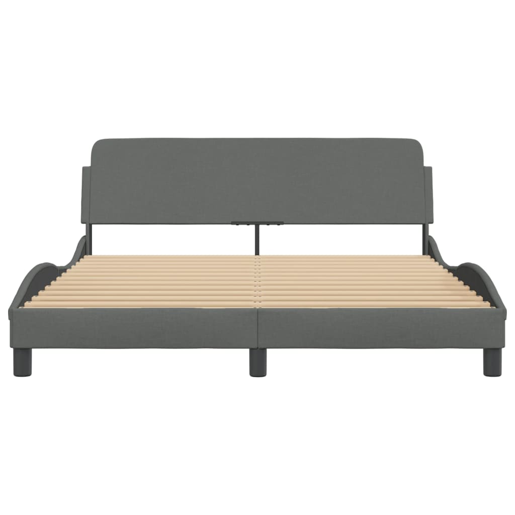 Bed Frame "Dover" Dark Grey 152x203 cm Queen Fabric