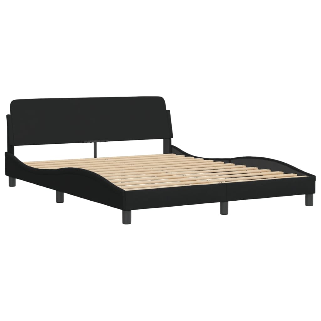 Bed Frame "Dover" Black 152x203 cm Queen Fabric
