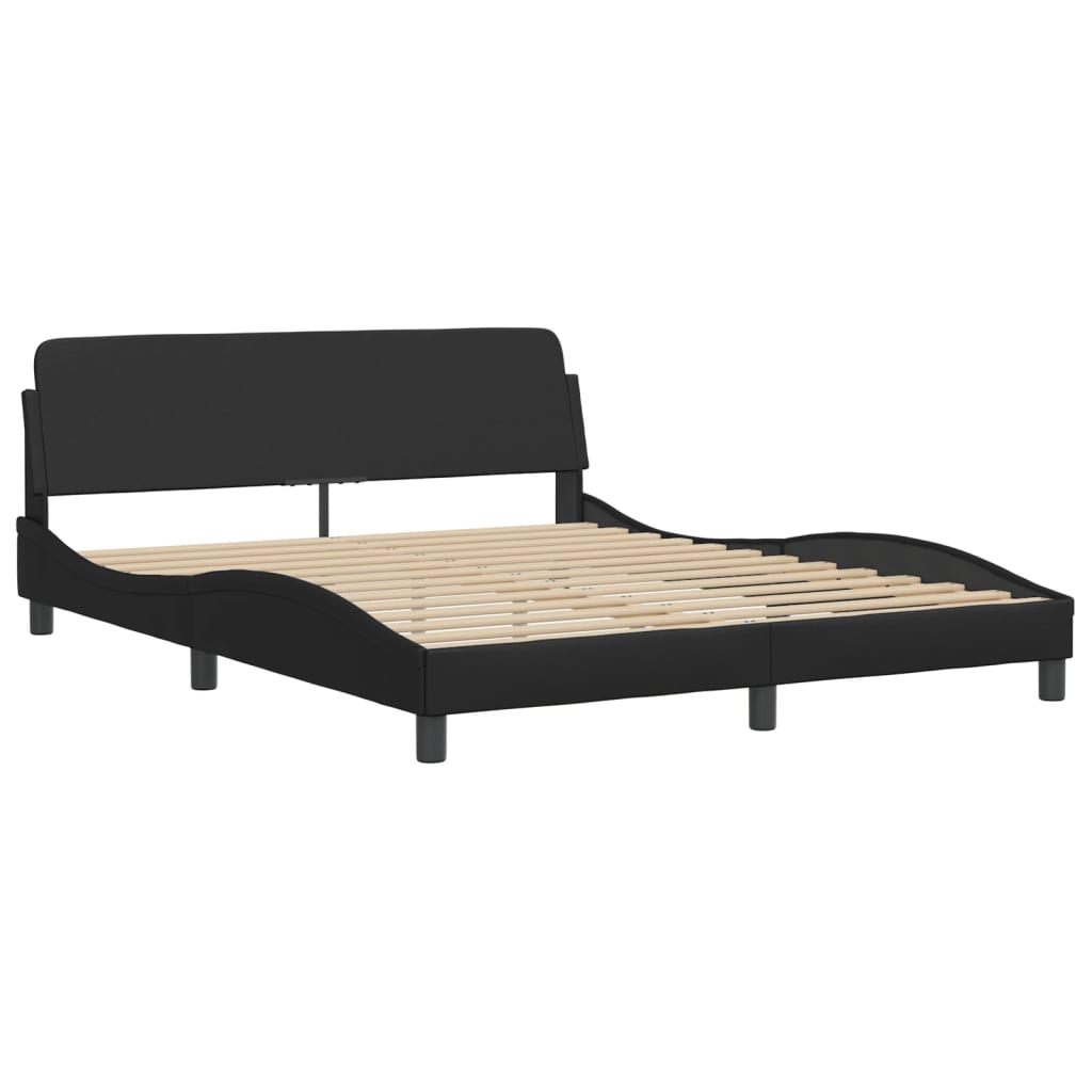 Bed Frame "Dover" Black 152x203 cm Queen Faux Leather