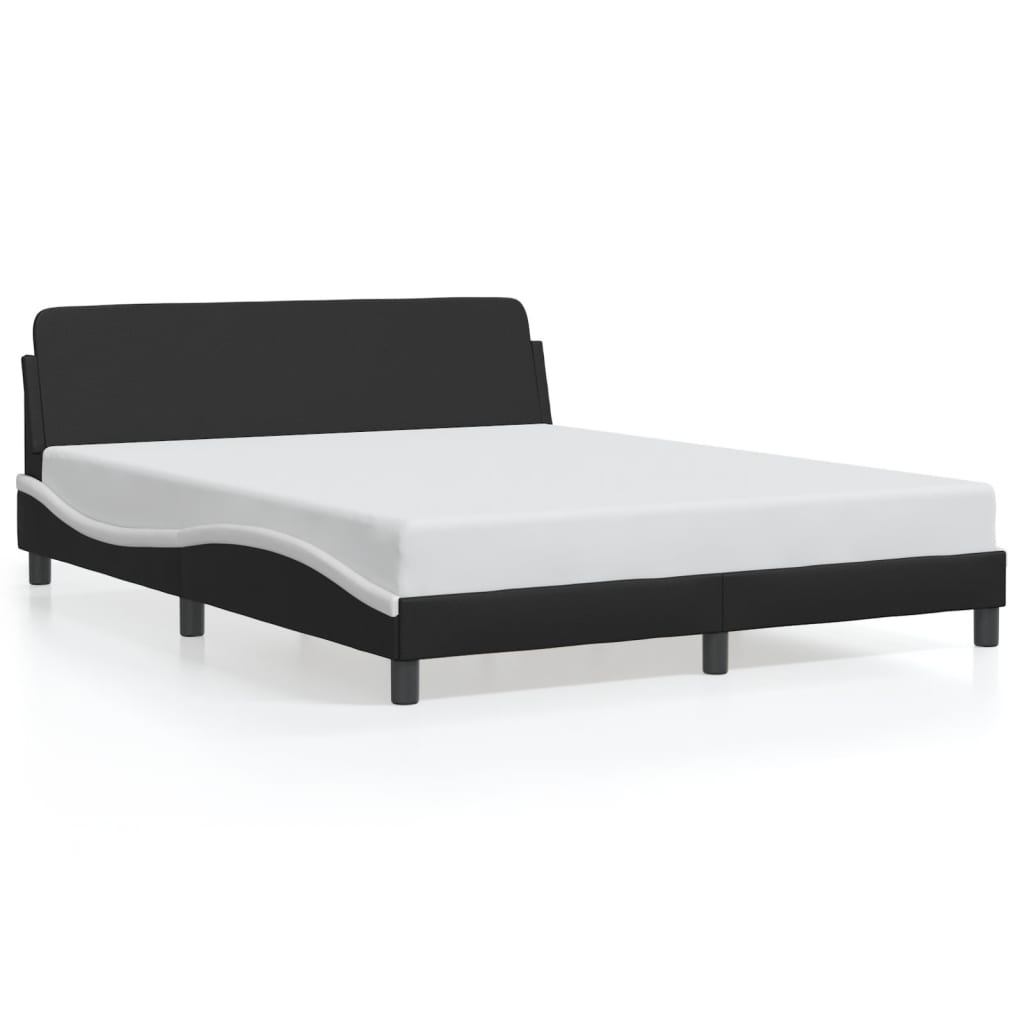 Bed Frame "Dover" Black and White 152x203 cm Queen Faux Leather