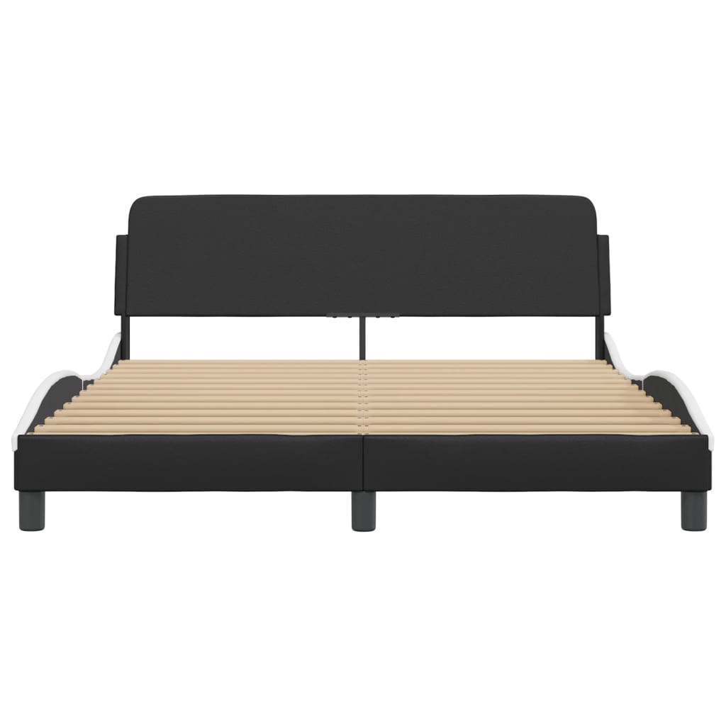 Bed Frame "Dover" Black and White 152x203 cm Queen Faux Leather