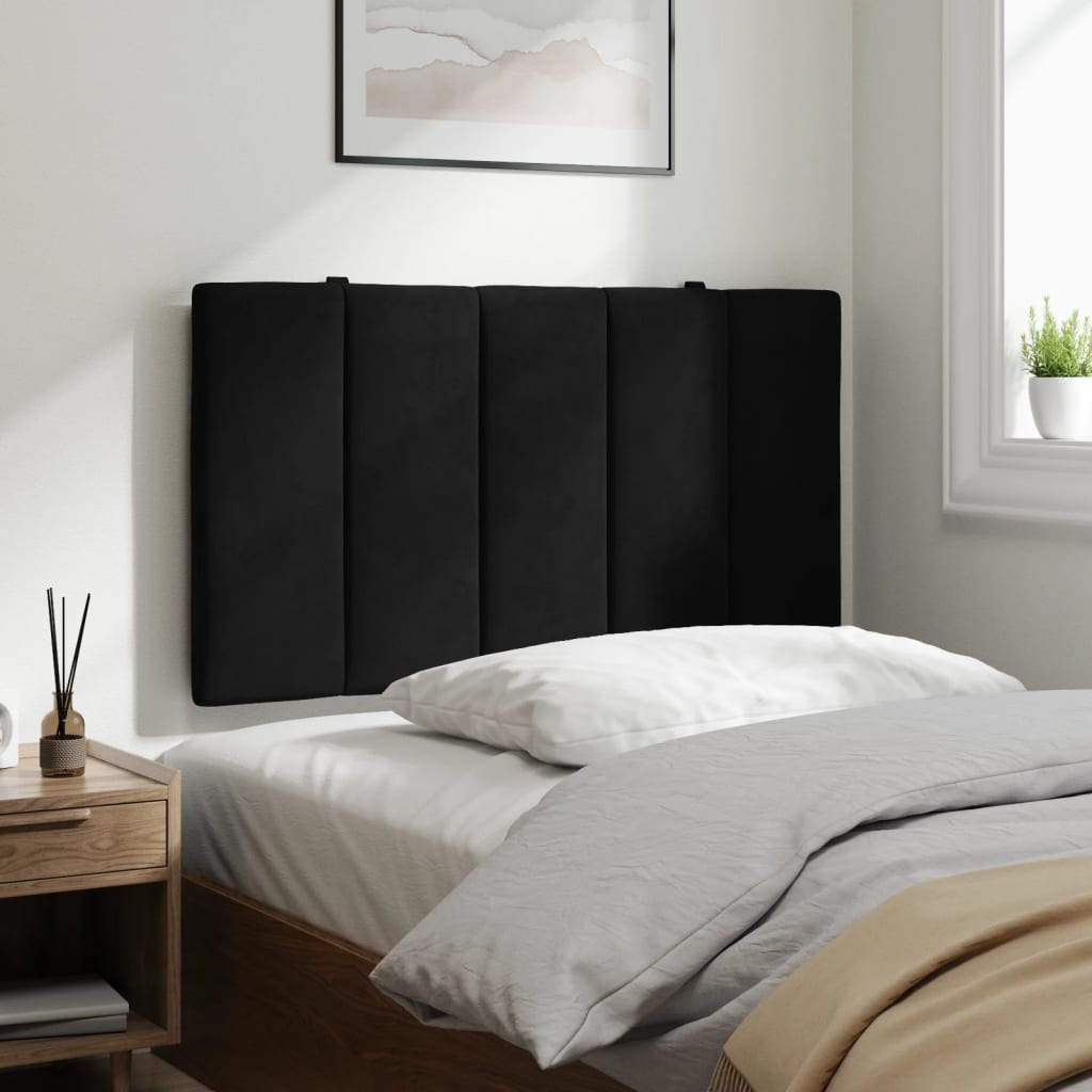 Headboard Cushion "Hanko" Black 90 cm Velvet