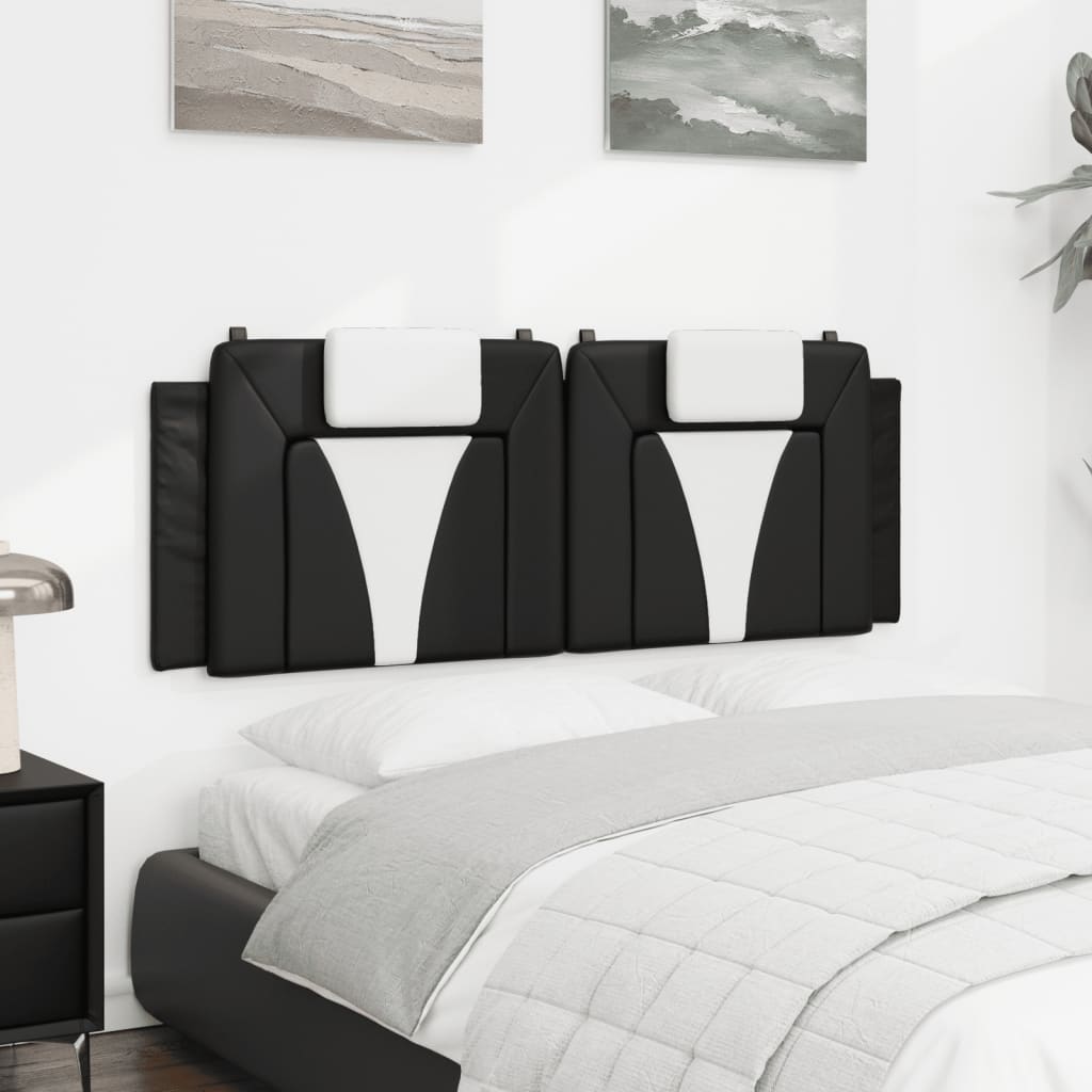 Headboard Cushion "Viana" Black and White 153 cm Faux Leather