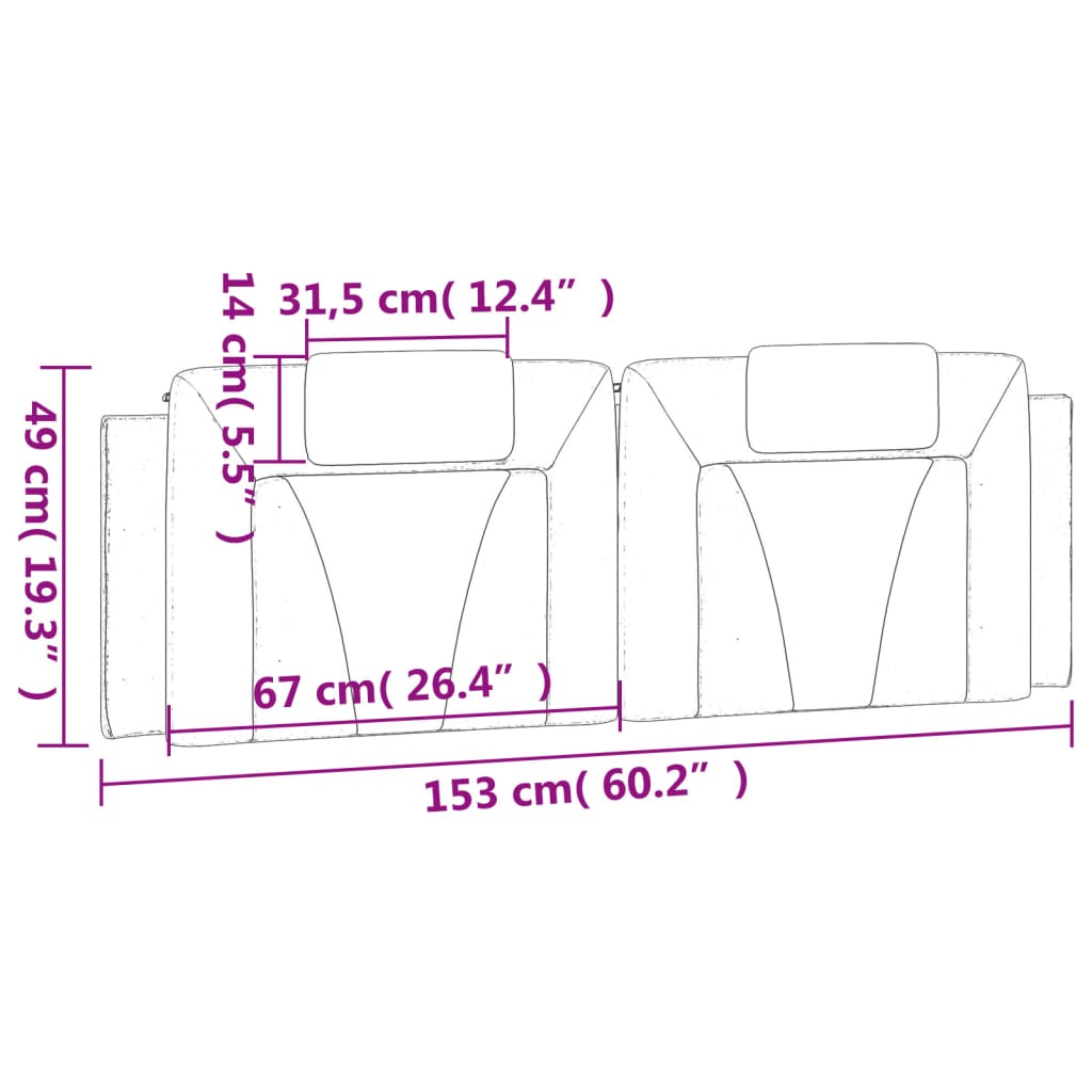 Headboard Cushion "Viana" Black and White 153 cm Faux Leather