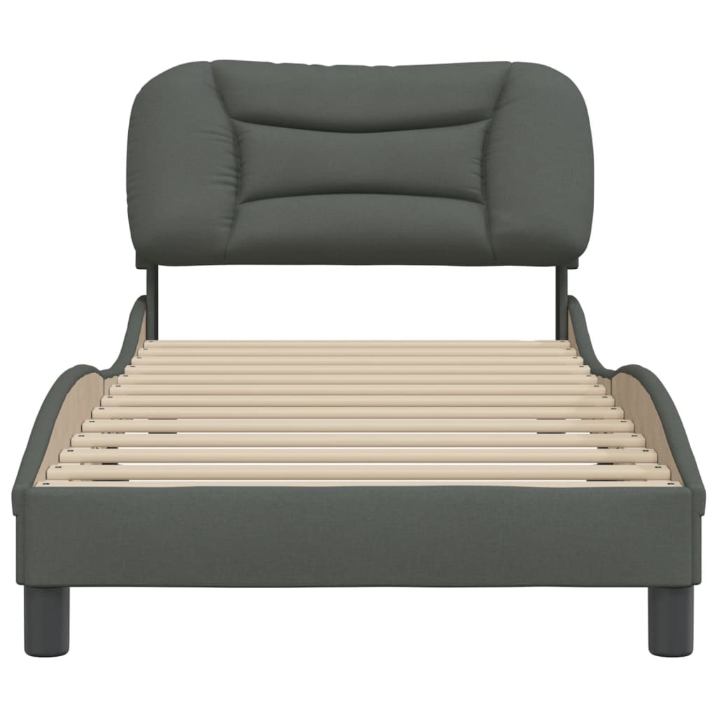Bed Frame without Mattress "Hvar" Dark Grey 90x190 cm Fabric