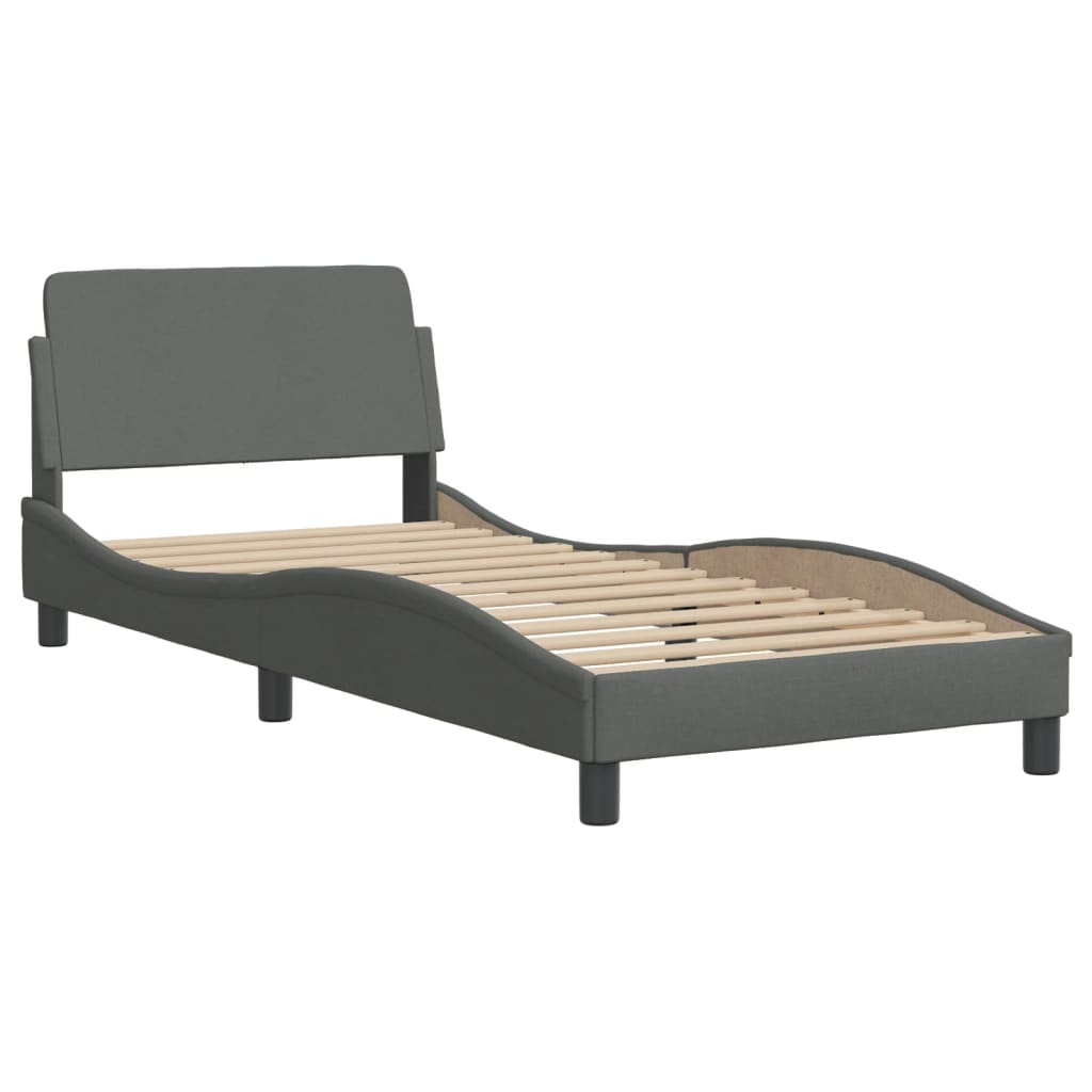 Bed Frame without Mattress "Hvar" Dark Grey 90x190 cm Fabric