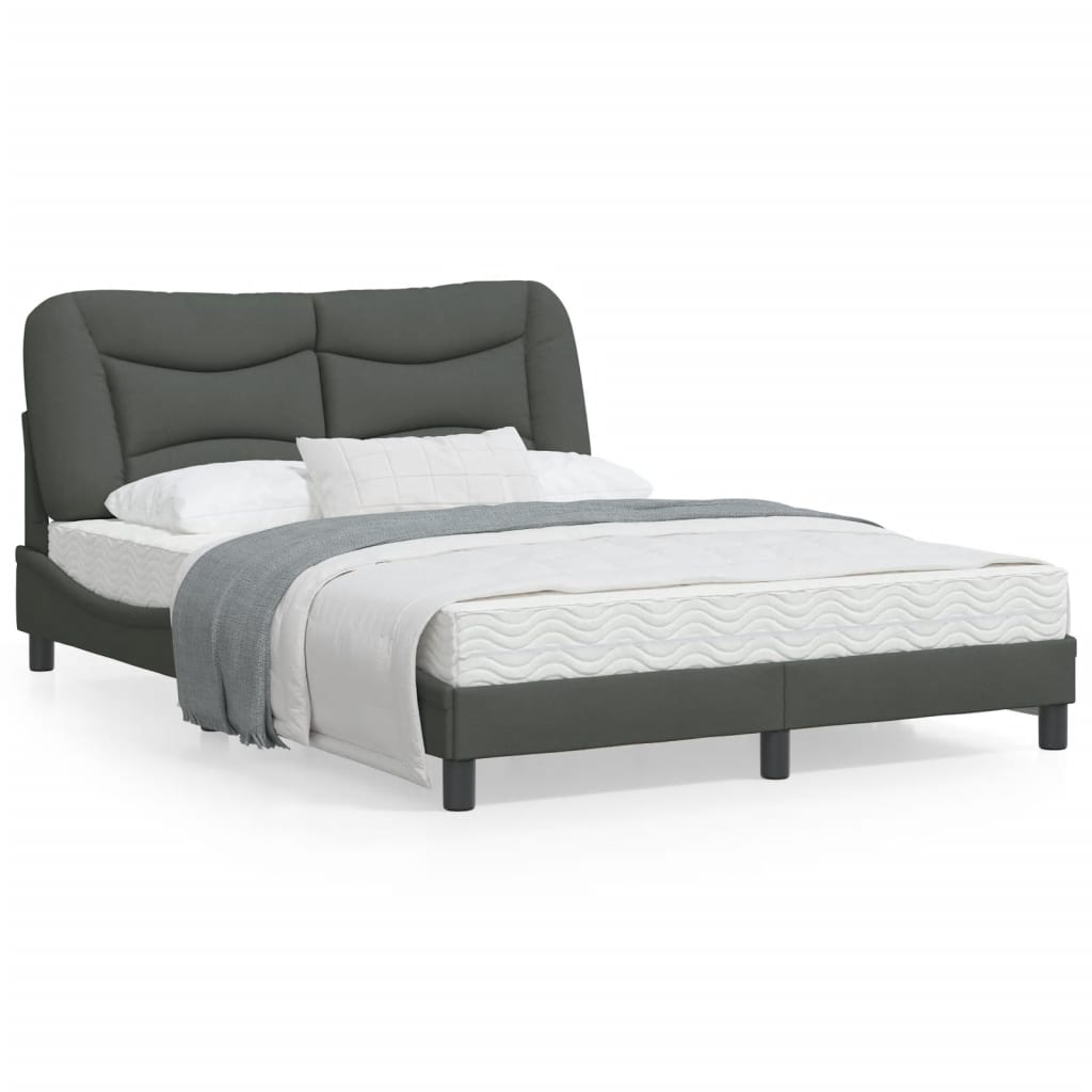 Bed Frame without Mattress "Hvar" Dark Grey 137x190 cm Double Fabric