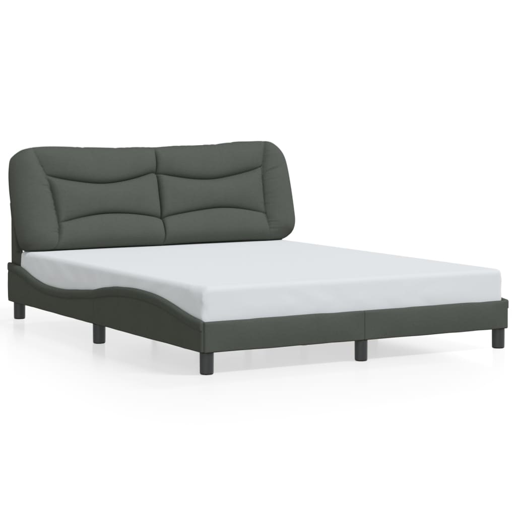 Bed Frame without Mattress "Hvar" Dark Grey 152x203 cm Queen Fabric