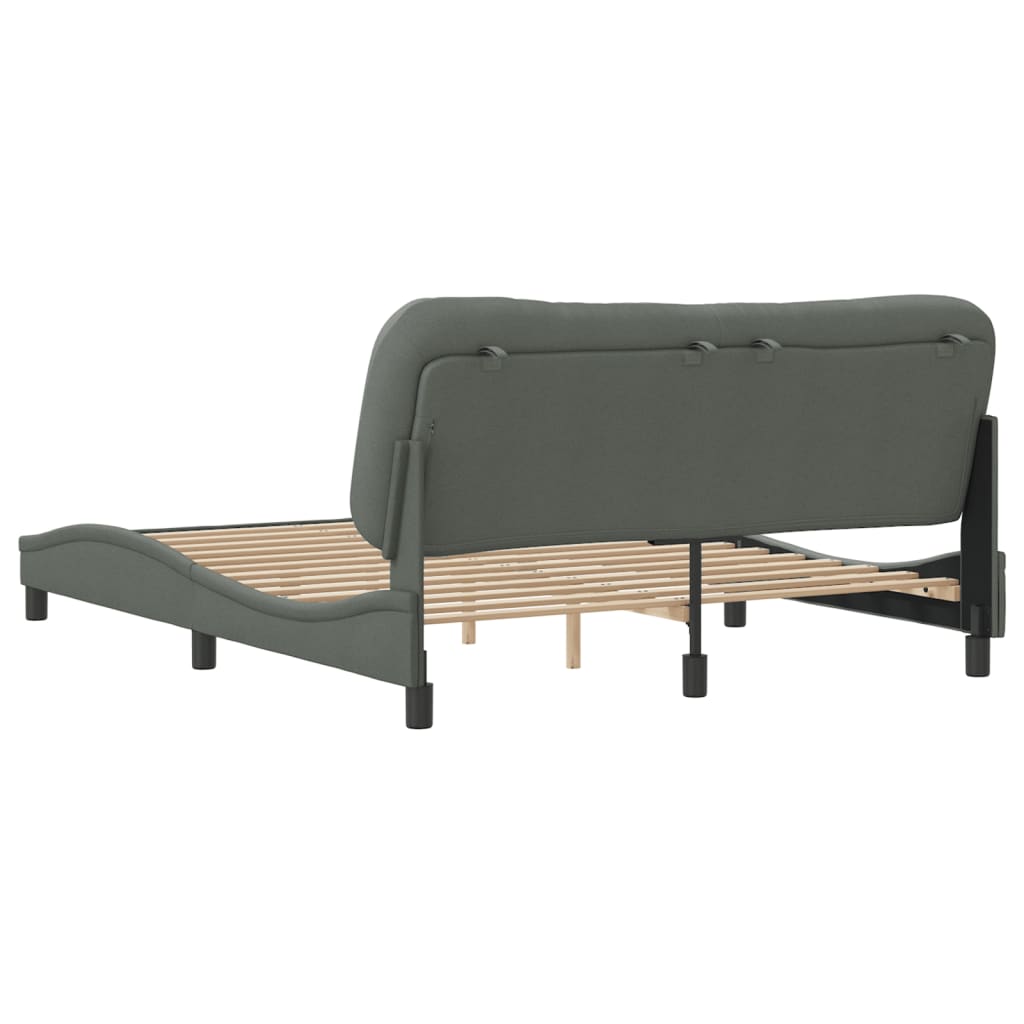 Bed Frame without Mattress "Hvar" Dark Grey 152x203 cm Queen Fabric