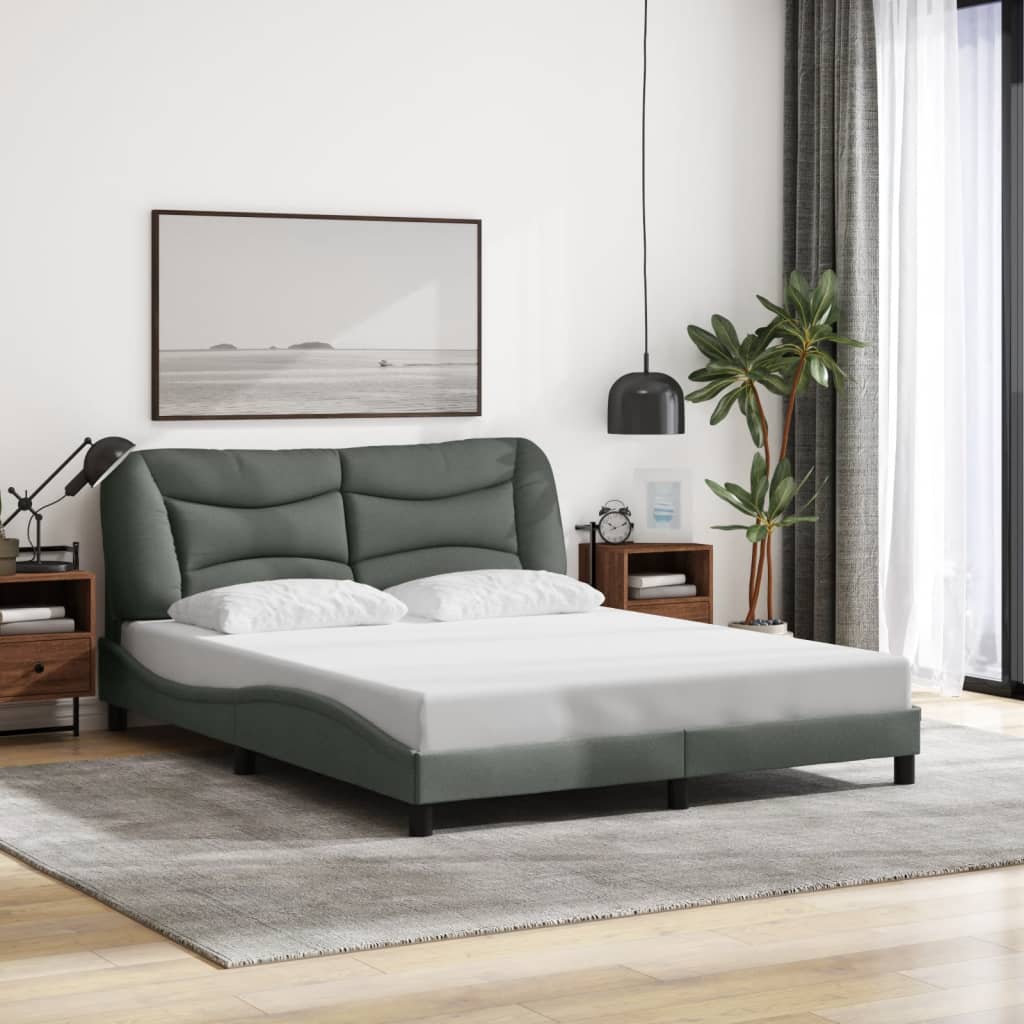 Bed Frame without Mattress "Hvar" Dark Grey 152x203 cm Queen Fabric