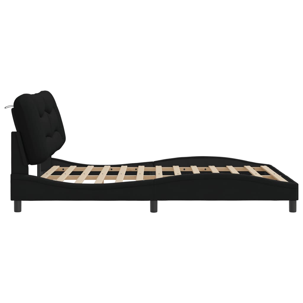 Bed Frame without Mattress "Hvar" Black 152x203 cm Queen Fabric