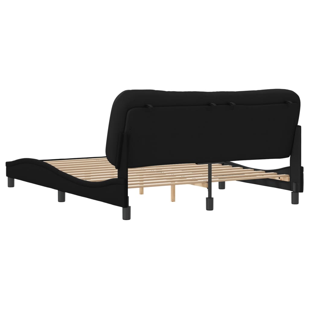 Bed Frame without Mattress "Hvar" Black 152x203 cm Queen Fabric