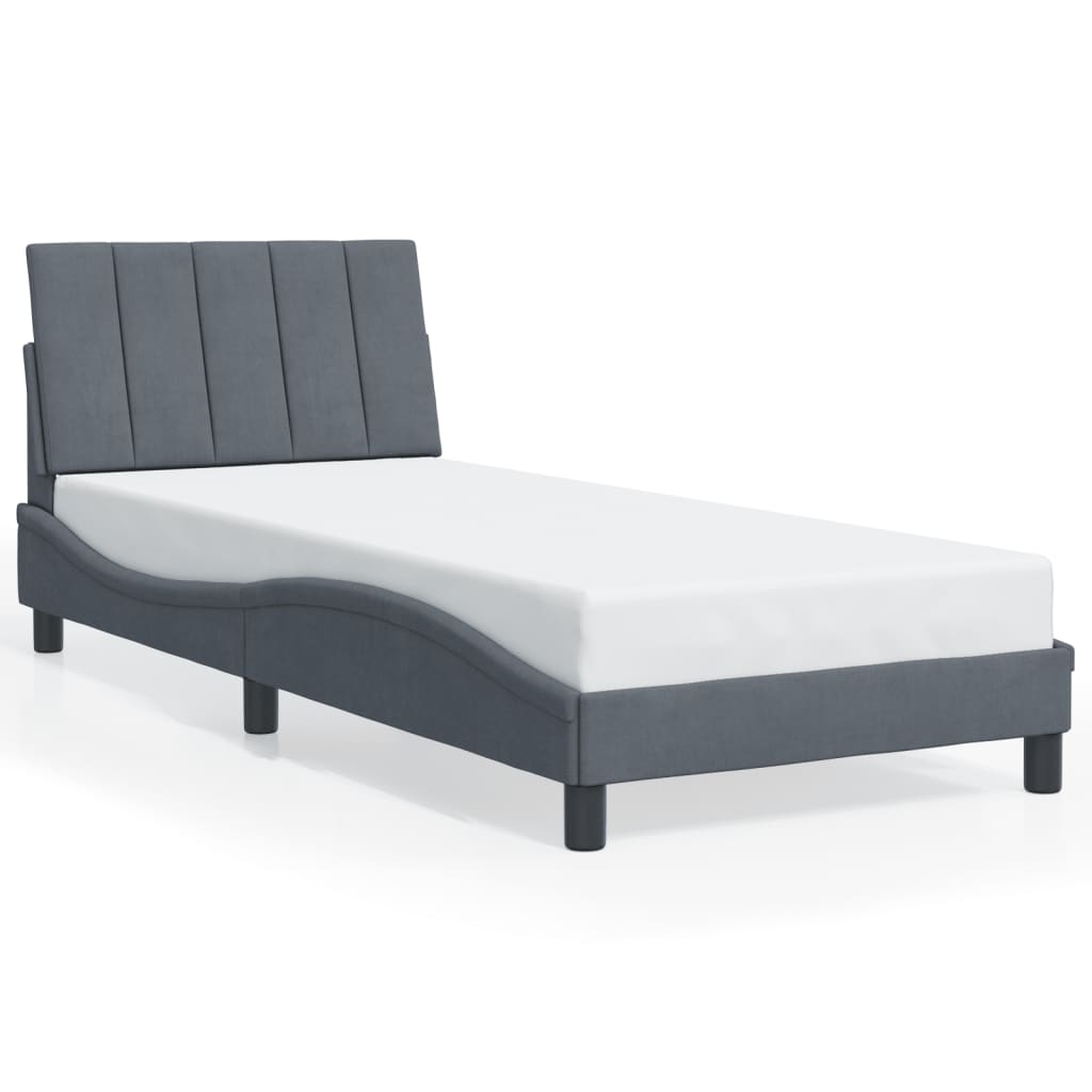 Bed Frame without Mattress "Hanko" Dark Grey 90x190 cm Velvet