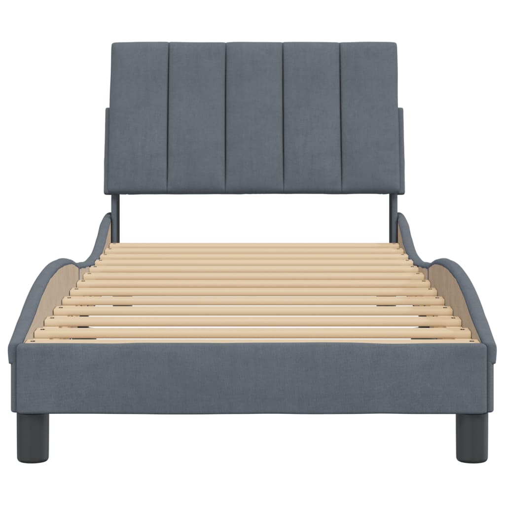 Bed Frame without Mattress "Hanko" Dark Grey 90x190 cm Velvet