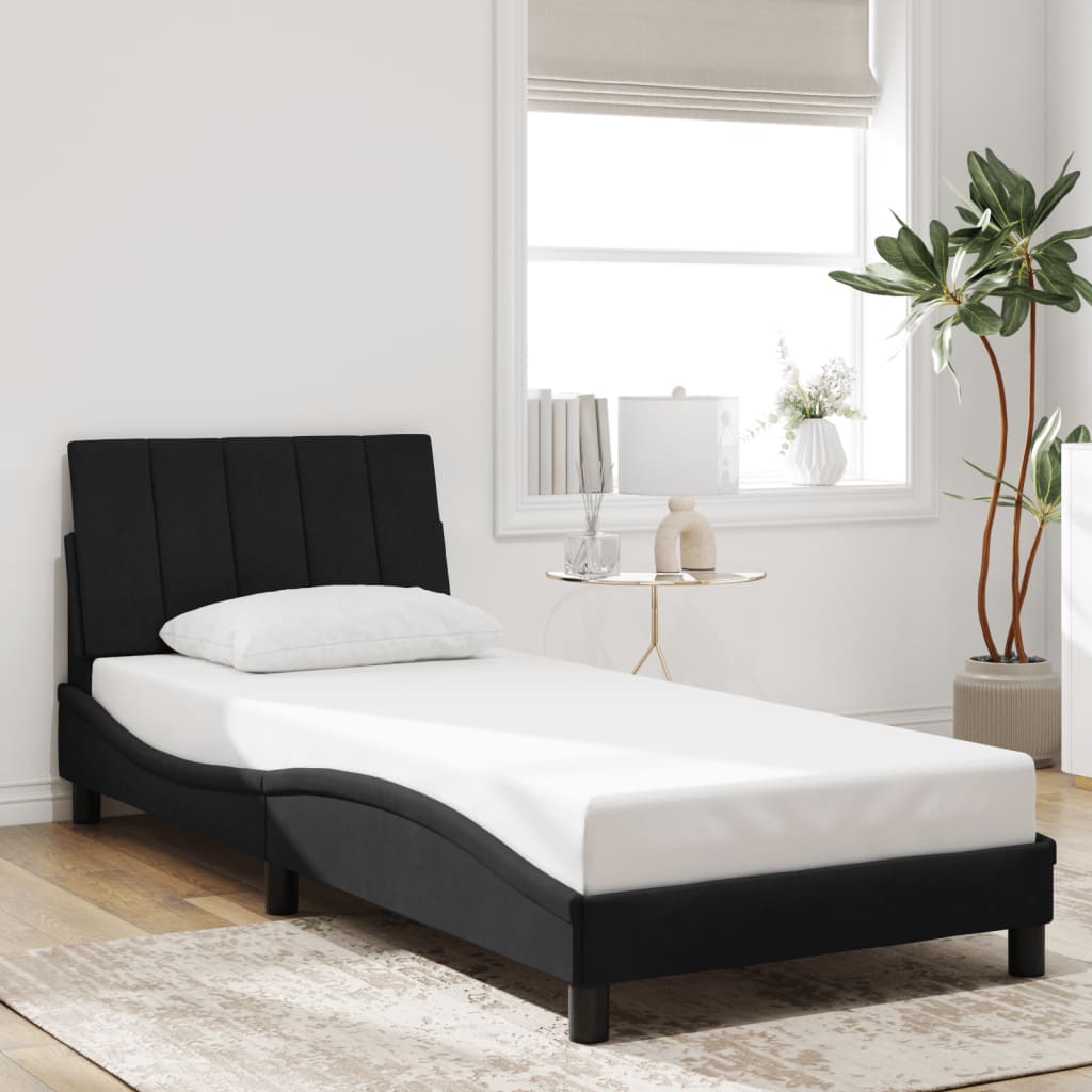 Bed Frame without Mattress "Hanko" Black 90x190 cm Velvet