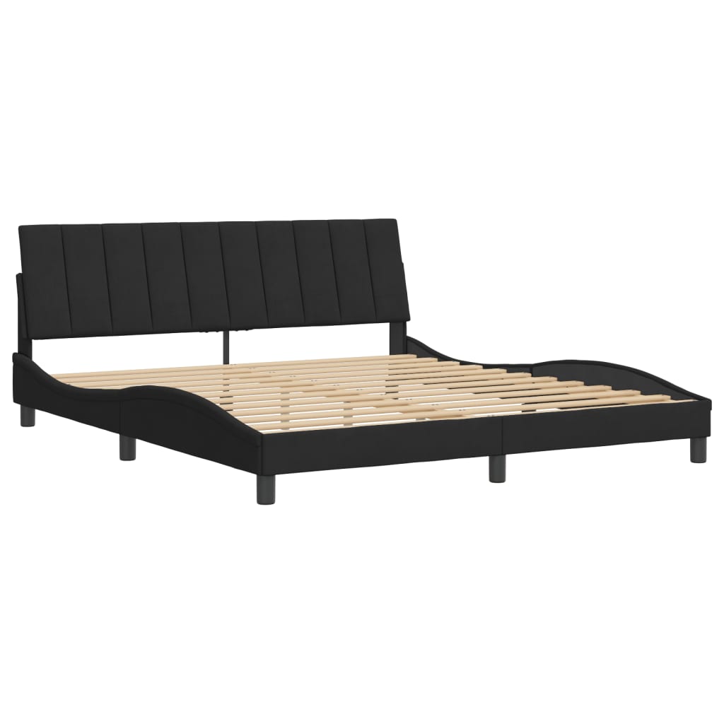 Bed Frame without Mattress "Hanko" Black 180x200 cm King Velvet