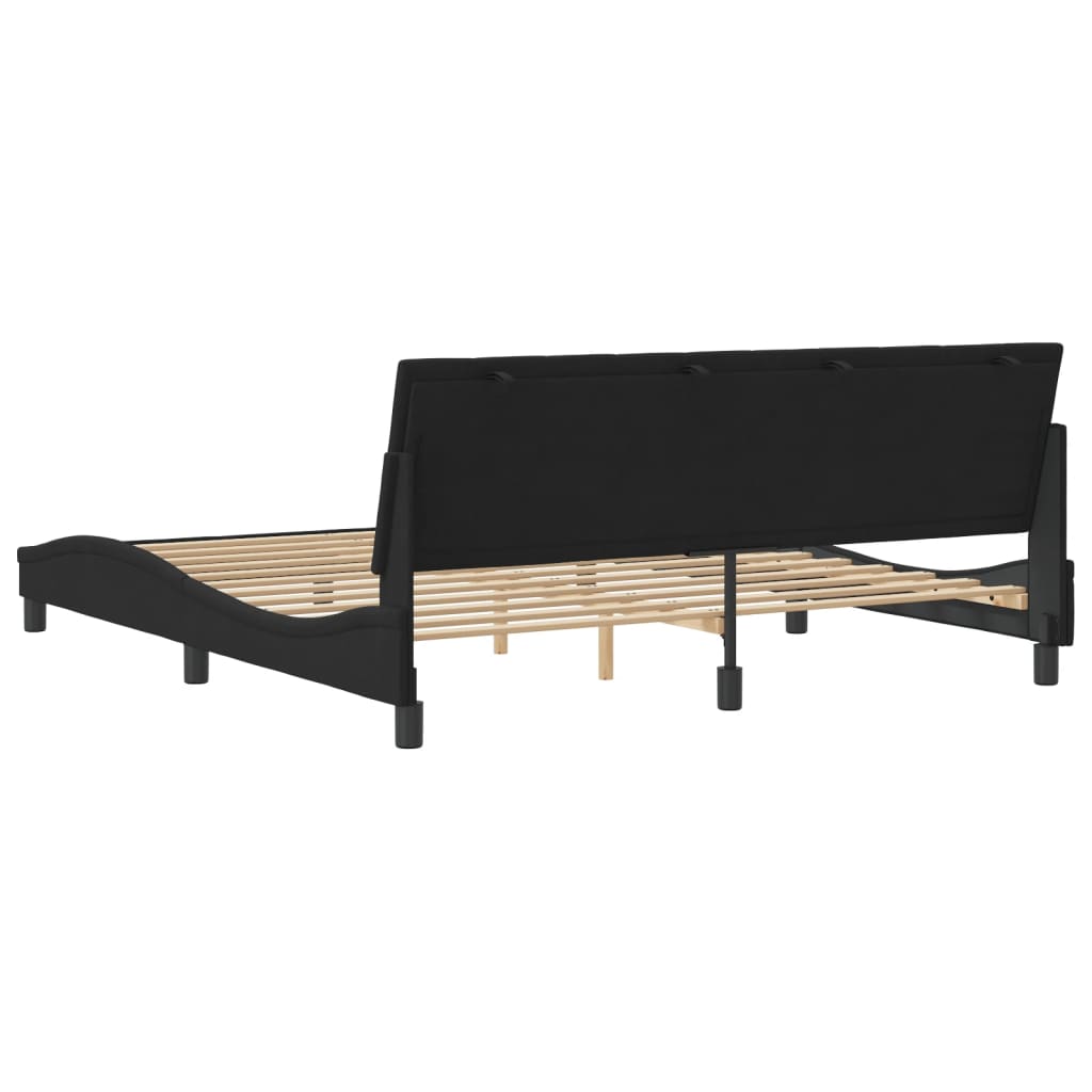 Bed Frame without Mattress "Hanko" Black 180x200 cm King Velvet