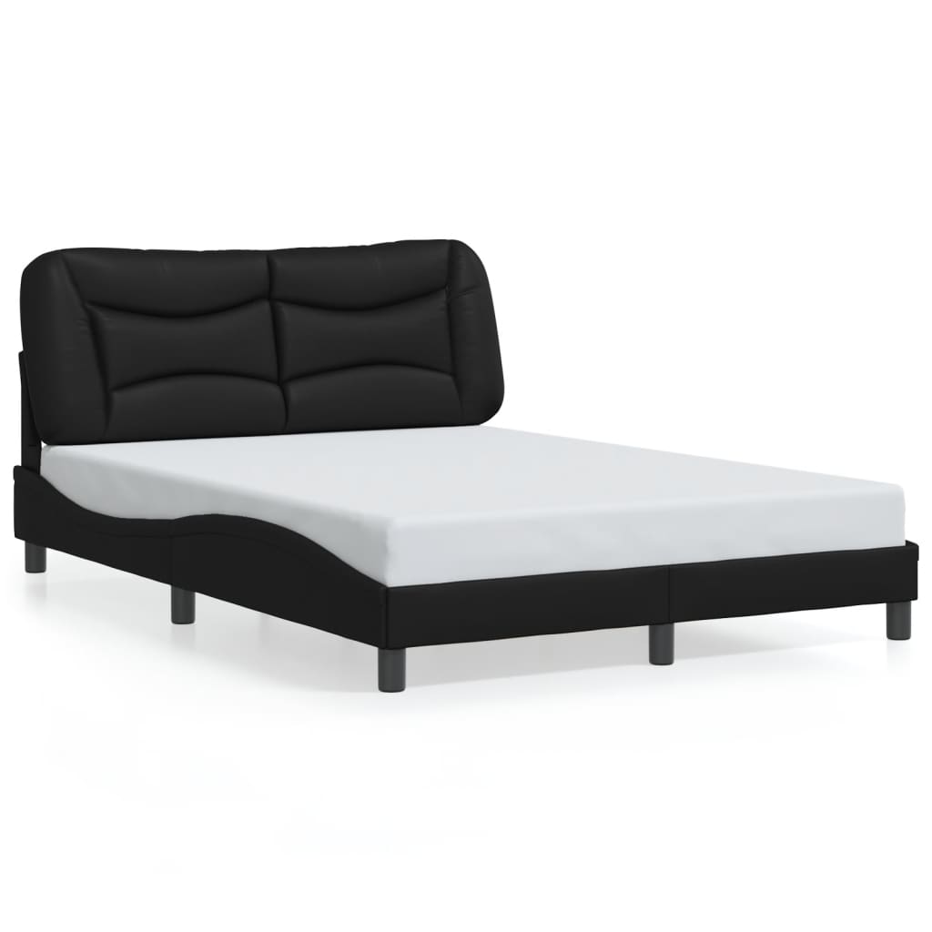 Bed Frame without Mattress "Hvar" Black 137x190 cm Double Faux Leather
