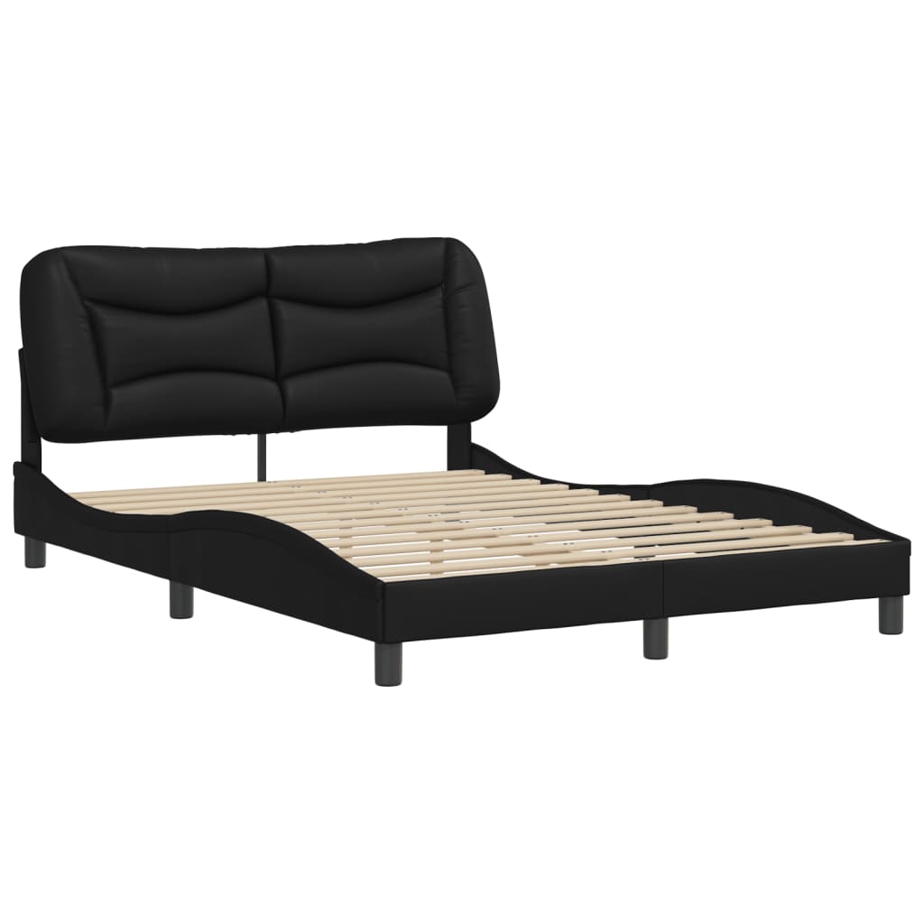 Bed Frame without Mattress "Hvar" Black 137x190 cm Double Faux Leather