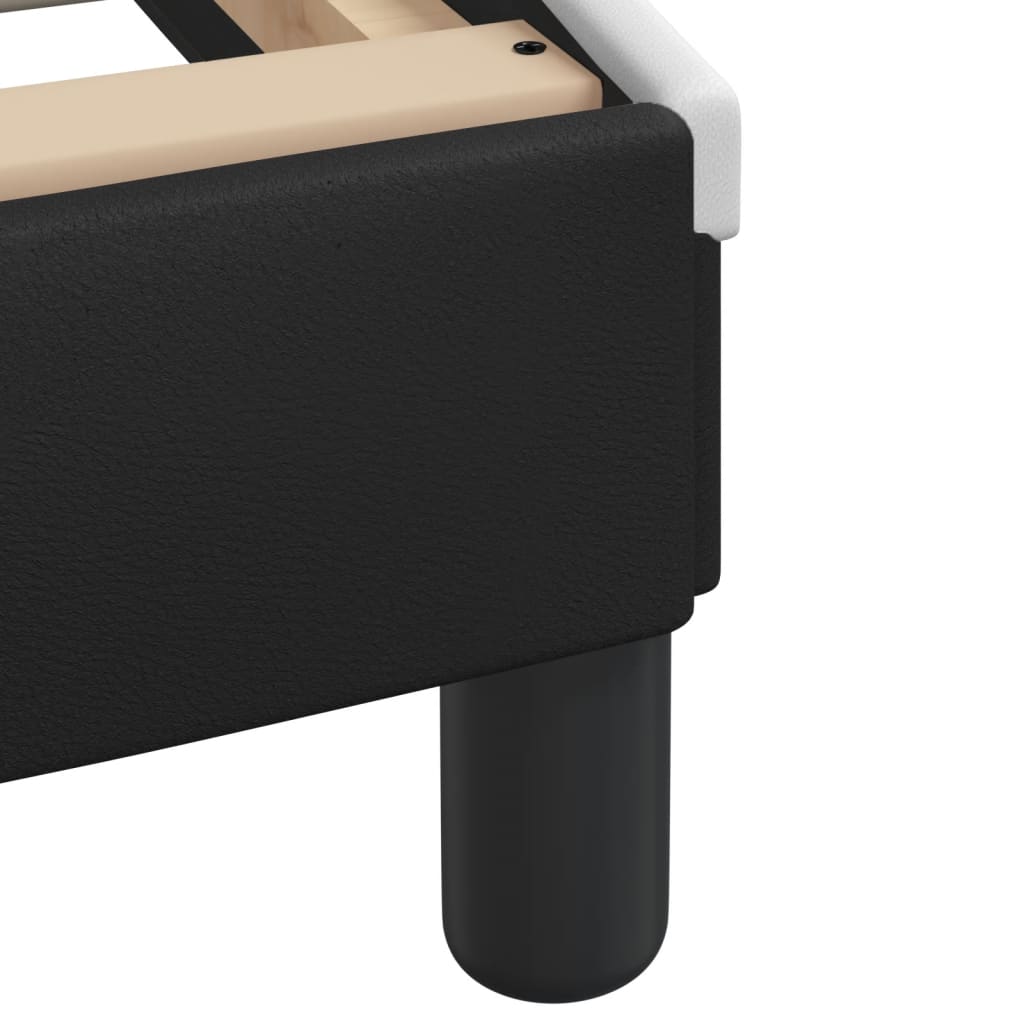 Bed Frame without Mattress "Hvar" Black and White 137x190 cm Double Faux Leather