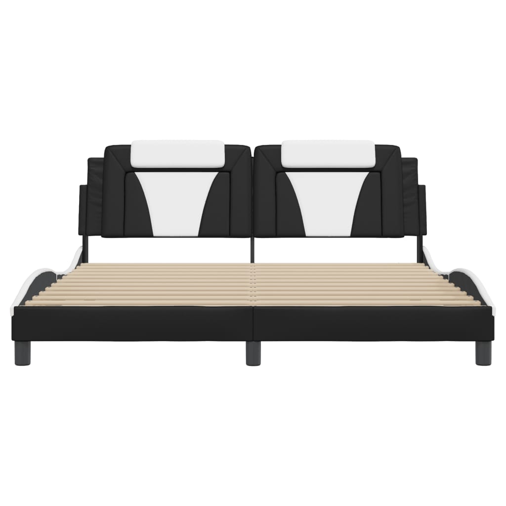 Bed Frame "Viana" without Mattress Black and White 180x200 cm King Faux Leather