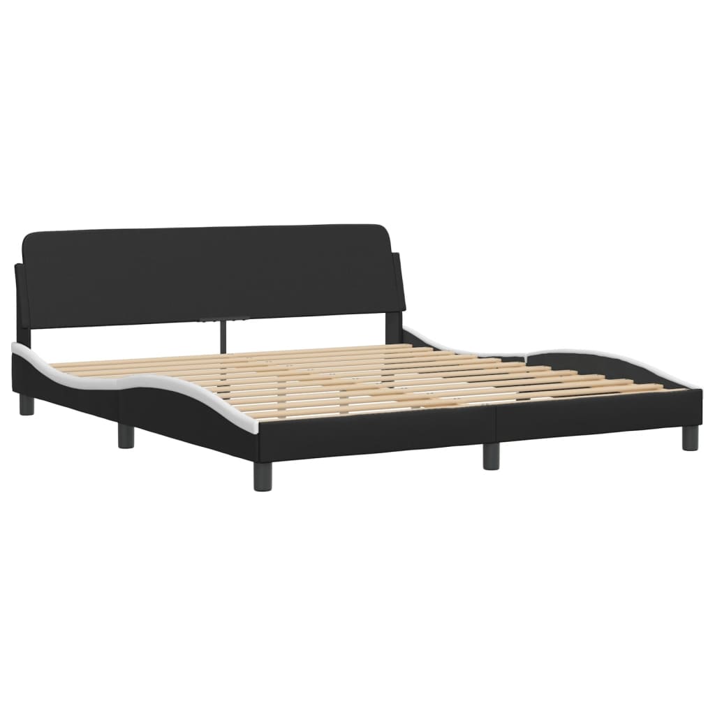 Bed Frame "Viana" without Mattress Black and White 180x200 cm King Faux Leather