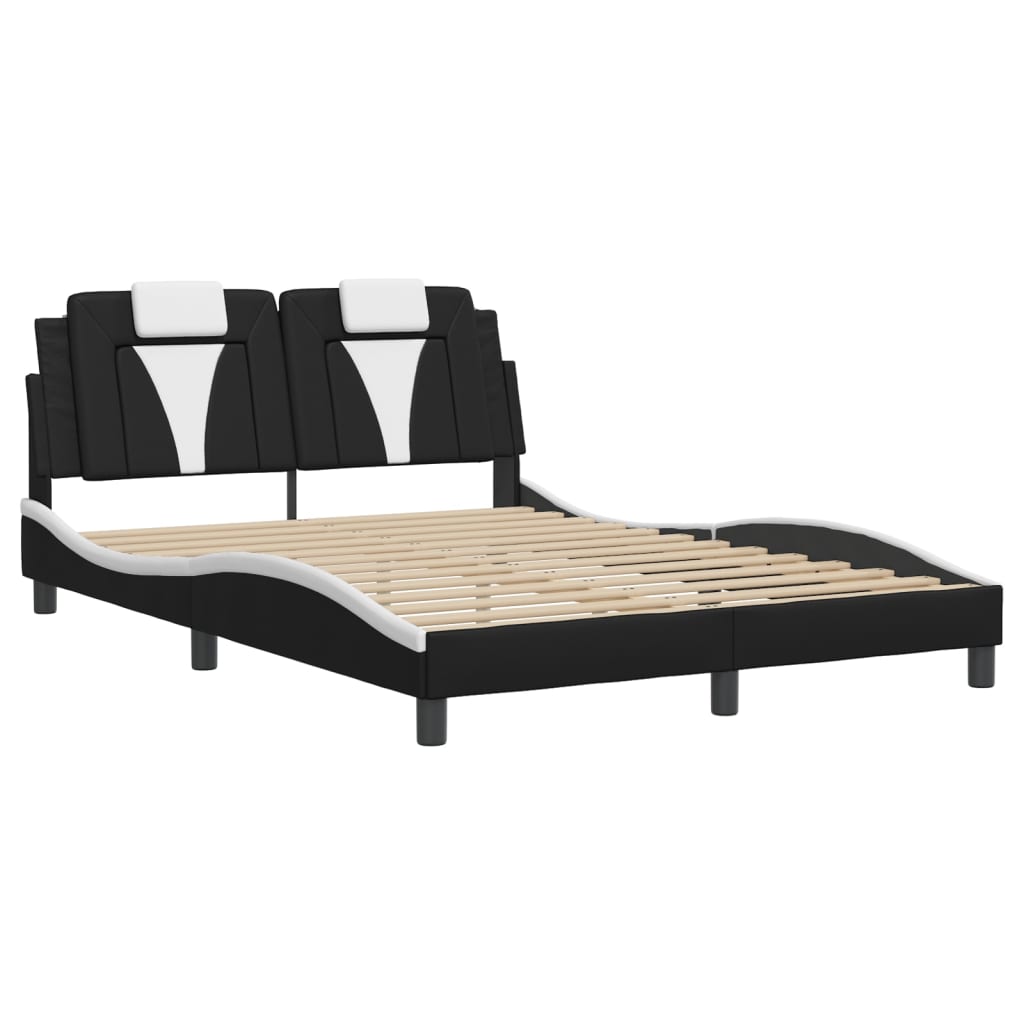 Bed Frame "Viana" without Mattress Black and White 137x190 cm Double Faux Leather