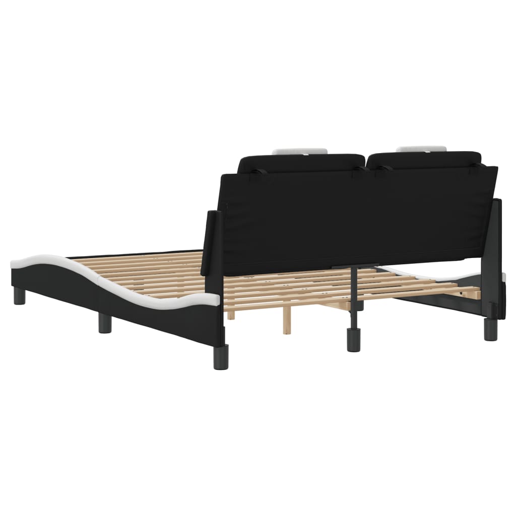Bed Frame "Viana" without Mattress Black and White 137x190 cm Double Faux Leather