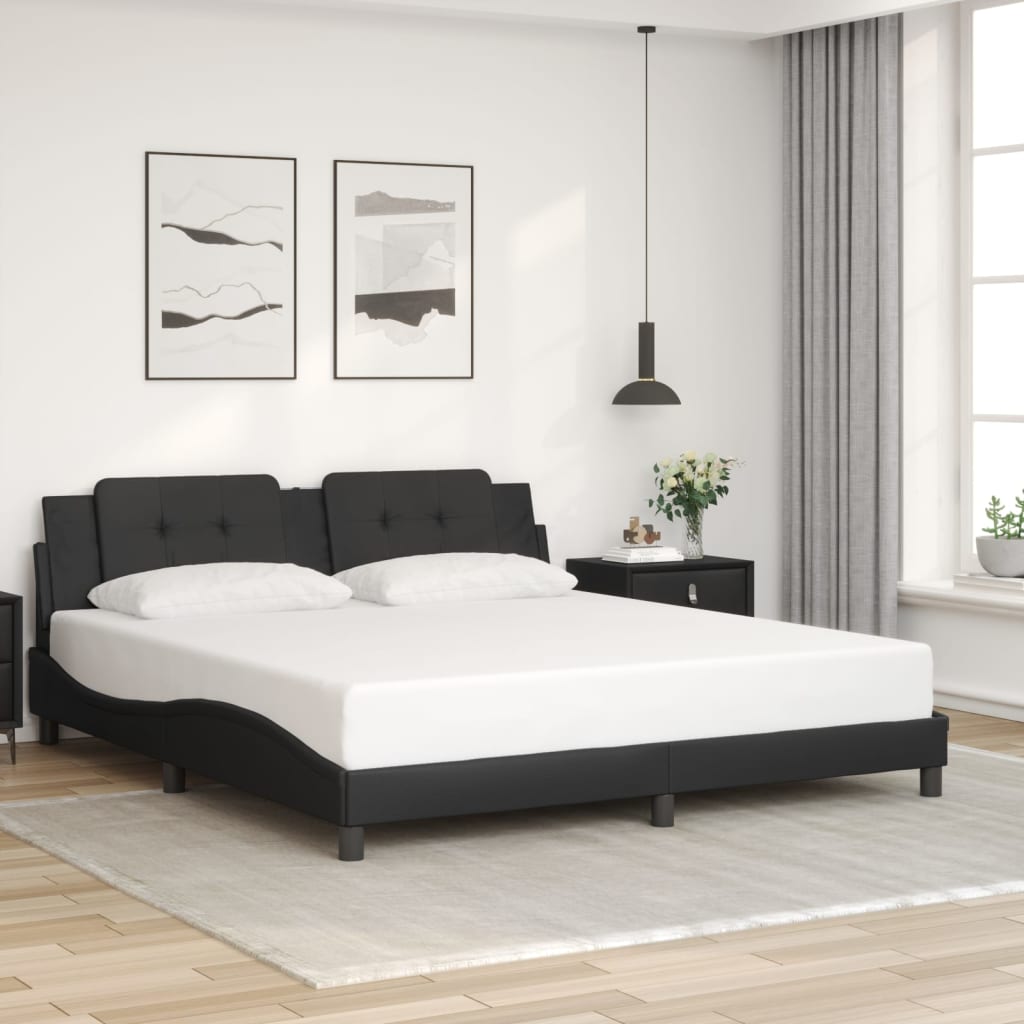 Bed Frame without Mattress "Zadar" Black 180x200 cm King Faux Leather