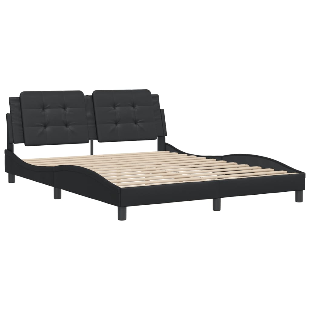 Bed Frame without Mattress "Zadar" Black 152x203 cm Queen Faux Leather