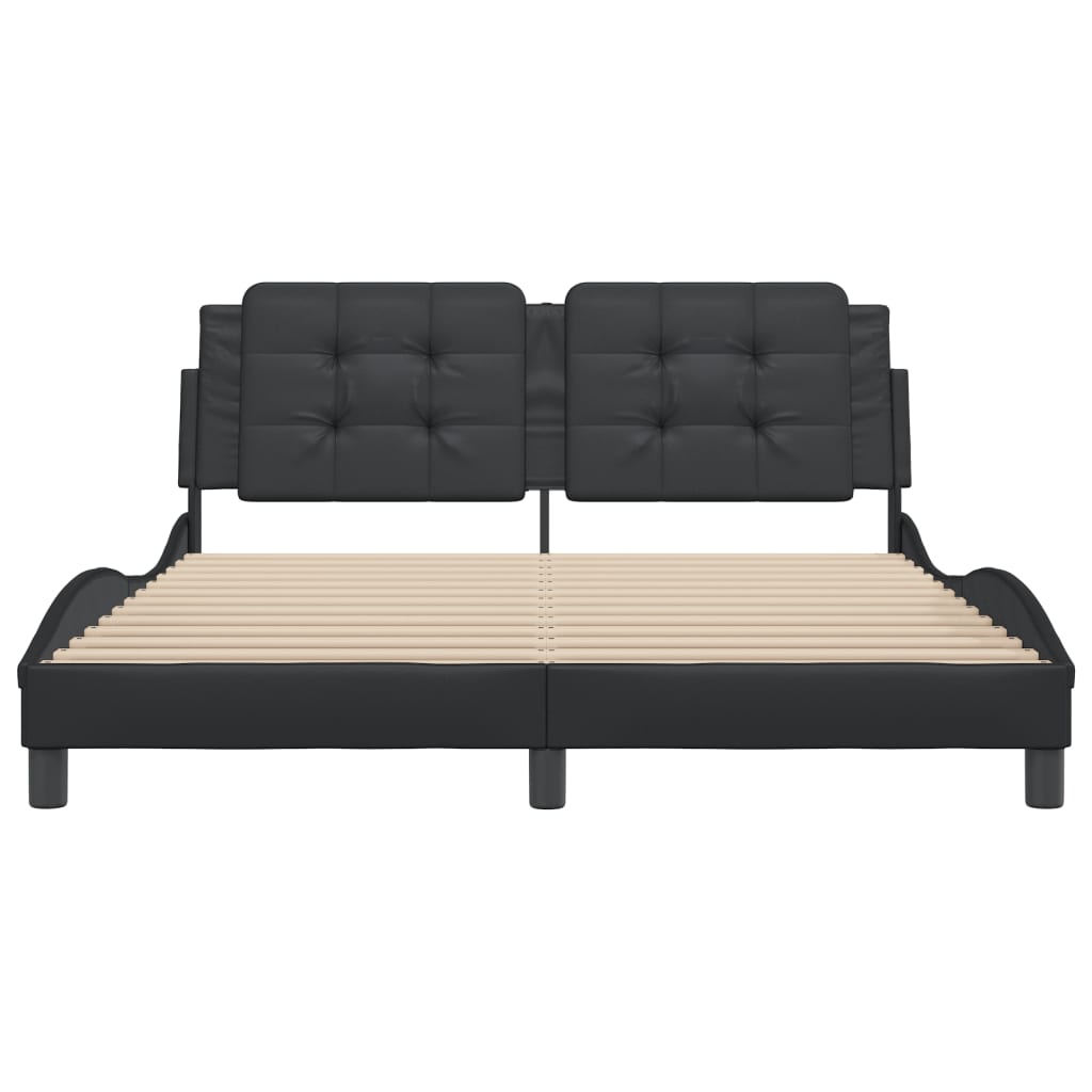 Bed Frame without Mattress "Zadar" Black 152x203 cm Queen Faux Leather