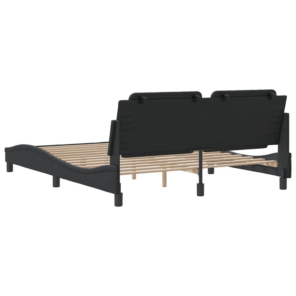 Bed Frame without Mattress "Zadar" Black 152x203 cm Queen Faux Leather