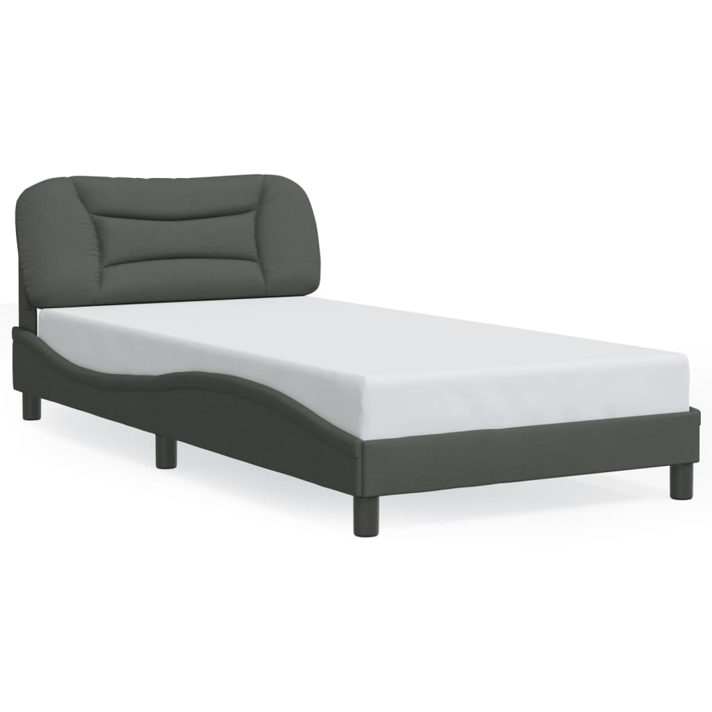Bed Frame without Mattress "Hvar" Dark Grey 107x203 cm King Single Fabric