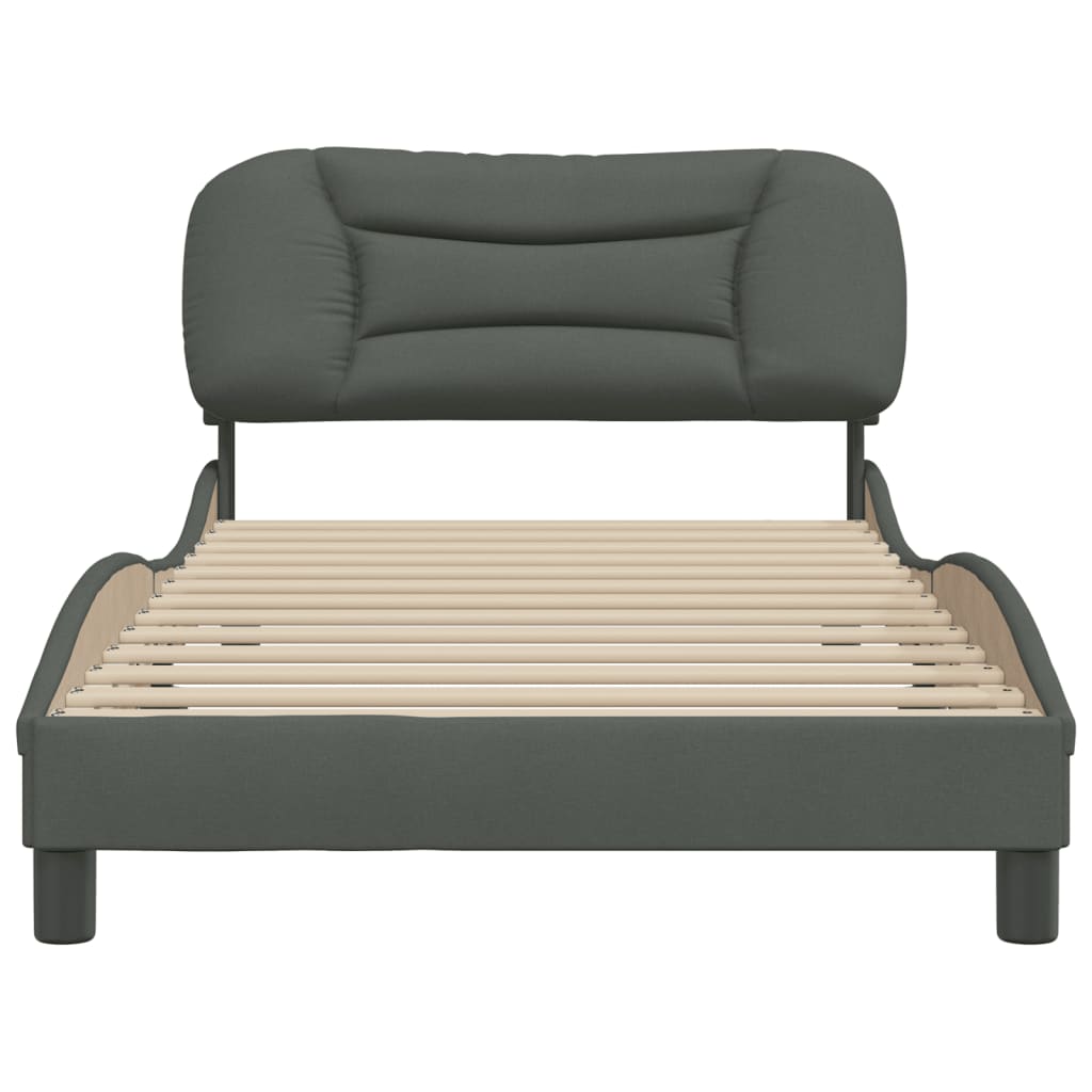 Bed Frame without Mattress "Hvar" Dark Grey 107x203 cm King Single Fabric