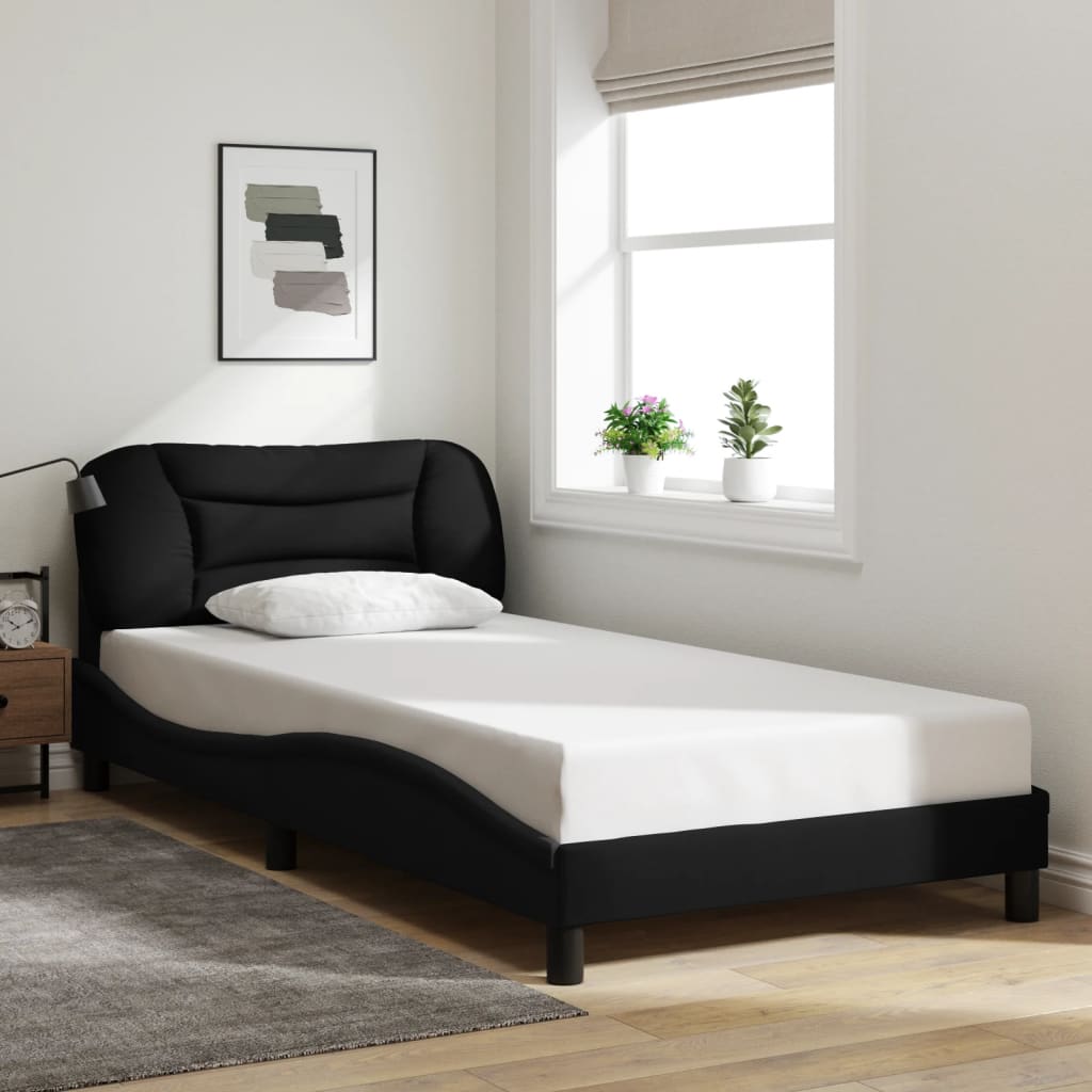Bed Frame without Mattress "Hvar" Black 107x203 cm King Single Fabric