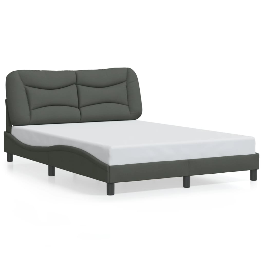 Bed Frame without Mattress "Hvar" Dark Grey 137x190 cm Double Fabric