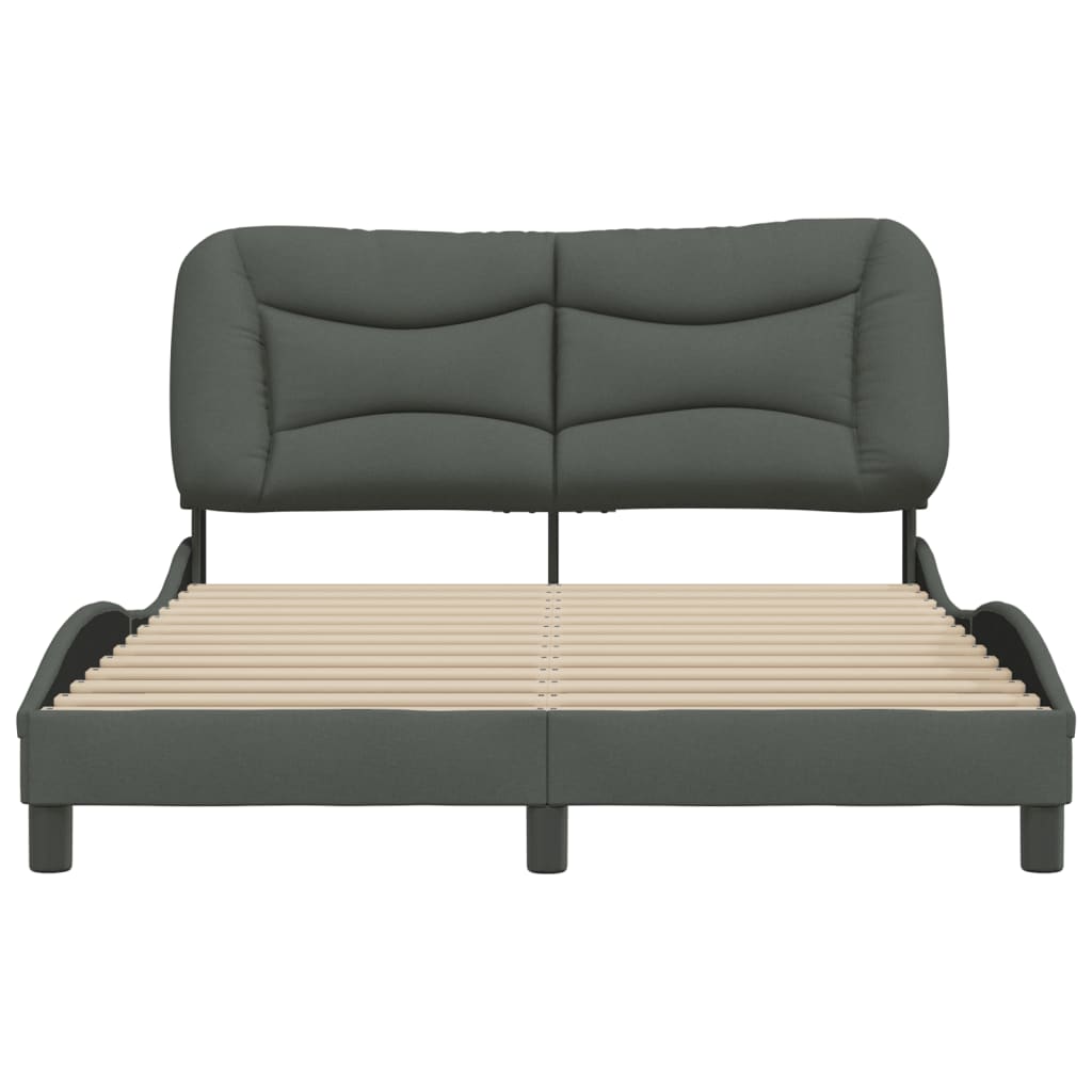Bed Frame without Mattress "Hvar" Dark Grey 137x190 cm Double Fabric
