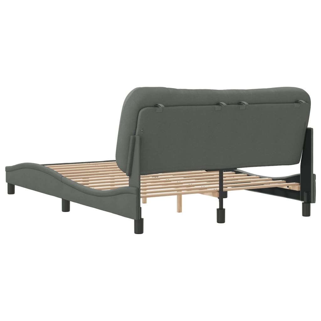 Bed Frame without Mattress "Hvar" Dark Grey 137x190 cm Double Fabric