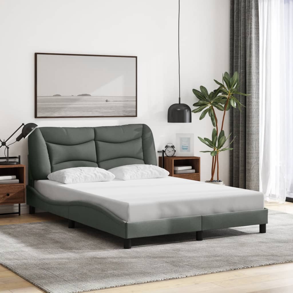 Bed Frame without Mattress "Hvar" Dark Grey 137x190 cm Double Fabric