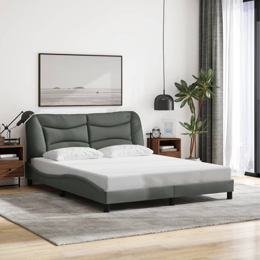 Bed Frame without Mattress "Hvar" Dark Grey 152x203 cm Queen Fabric