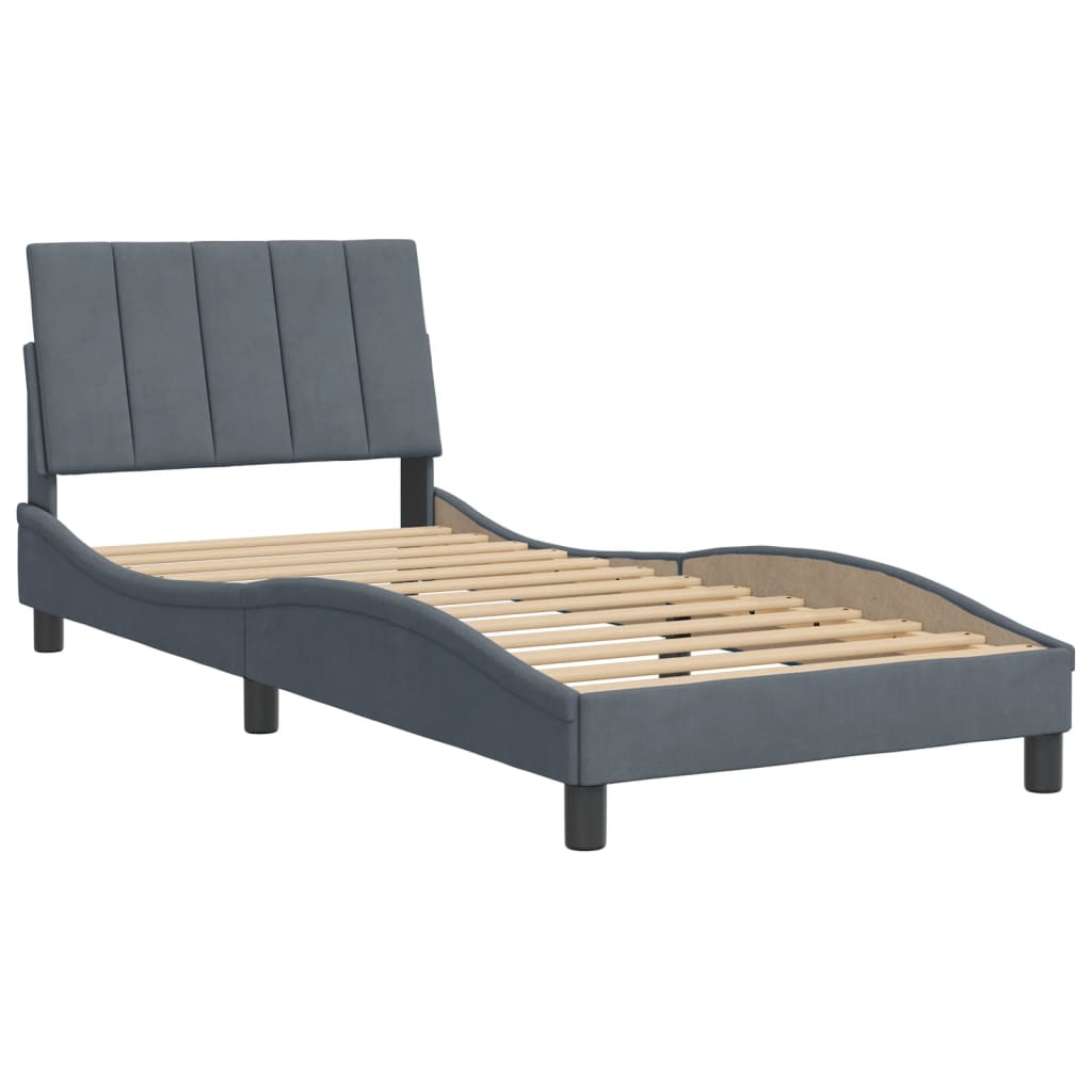 Bed Frame without Mattress "Hanko" Dark Grey 90x190 cm Velvet